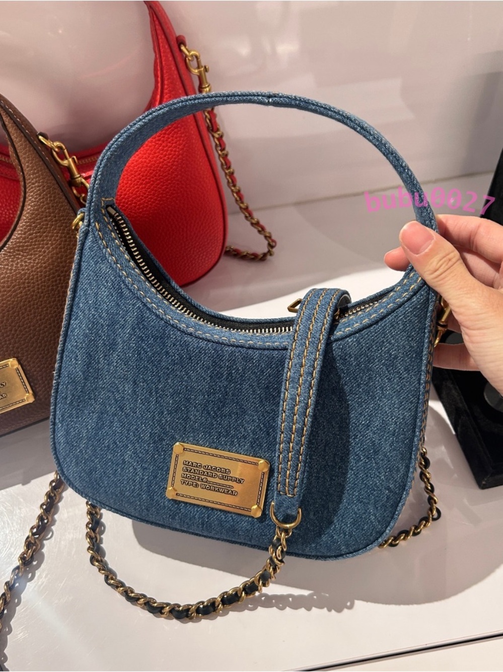 NWT✨Marc Jacobs Work Wear Denim Top Handle Crossbody Blue Chain Hobo Bag y2k